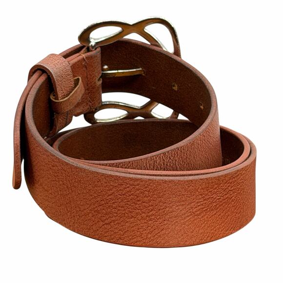 Silpada Designs Leather Belt Women XXL Brown Equestrian Western Cowgirl Silver